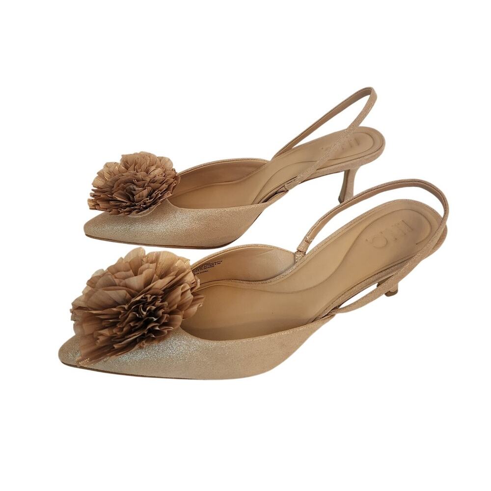 INC Concepts Women's Gelila Halter Back Pumps Floral Detail Nude Slingback 9.5